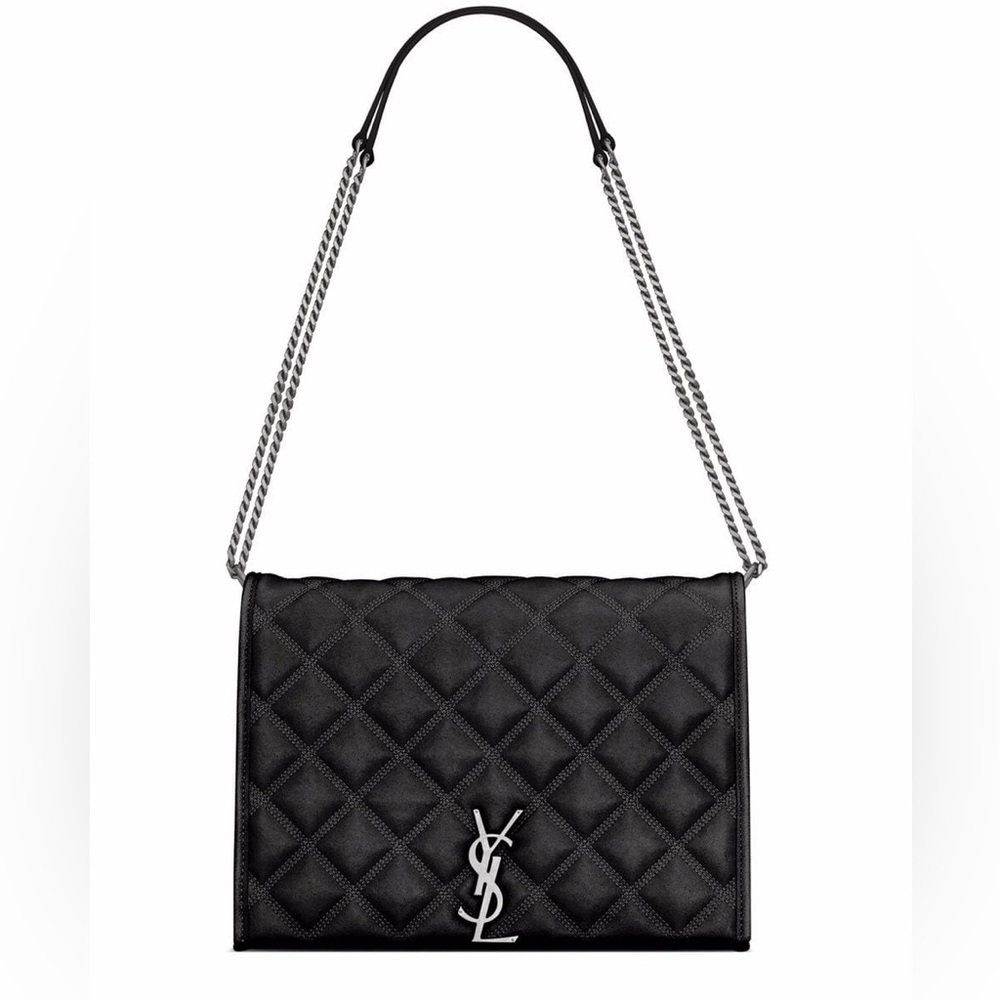 Saint Laurent Becky Shoulder Bag – Black Lambskin, Quilted, Gunmetal Hardware